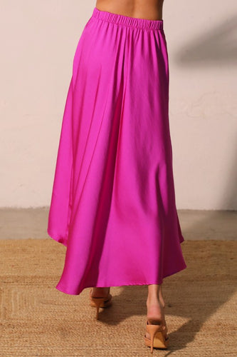 T silk midi swing skirt