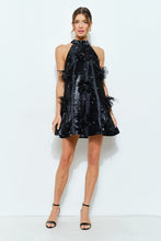 Load image into Gallery viewer, I Feathers aplique black dress