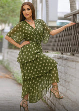 Load image into Gallery viewer, N Ruffles print midi silk dress