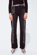 Load image into Gallery viewer, Q Flared black jeans glitter on the side