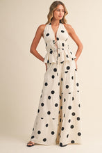 Load image into Gallery viewer, K Polka Dots halter tie-front wide leg pants set