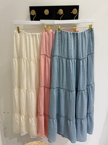 C Texture Tiered maxi skirt