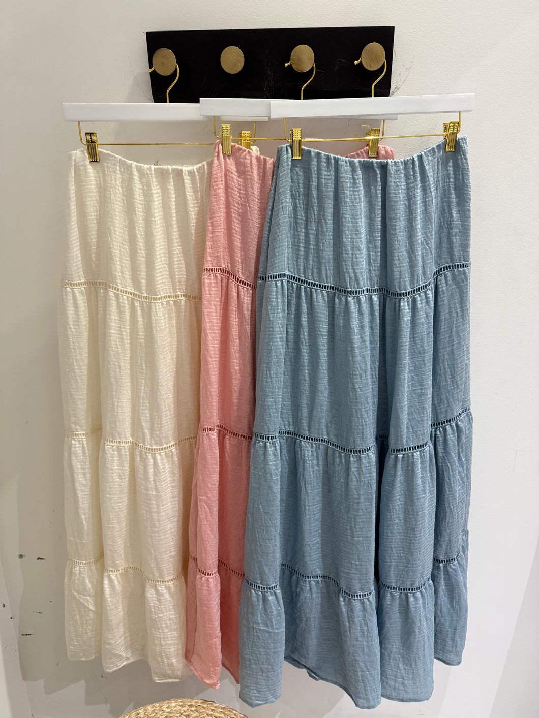 C Texture Tiered maxi skirt