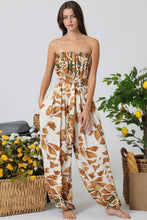 Load image into Gallery viewer, A Camel/Olive Tube belted jumpsuit