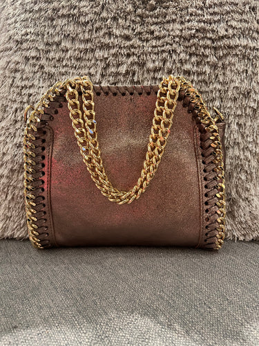 Lc leather and chain bag