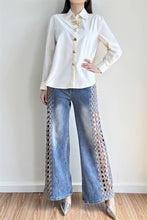 Load image into Gallery viewer, Lr Button Down shirt / lattice rhinstone jeans
