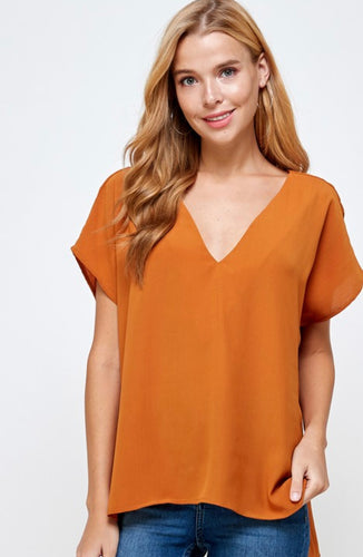 C Satin v neck top