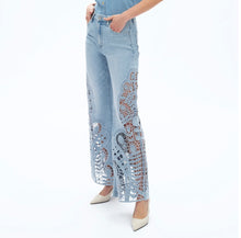 Load image into Gallery viewer, B side lace blue jeans