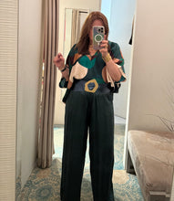 Load image into Gallery viewer, N satin print blouse/ solid satin pant