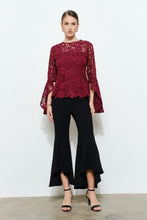 Load image into Gallery viewer, I cotton guipur burgundy  top