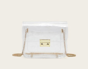 P clear mini bags with metal chain