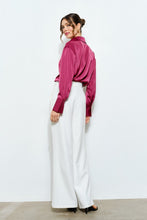 Load image into Gallery viewer, I wine long sleeve silky blouse