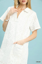 Load image into Gallery viewer, U Eyelet mini dress with patch pockets