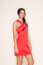 Load image into Gallery viewer, Br contrast piping halter neck  bodycon mini dress