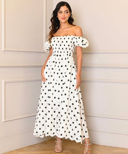 V Polka dots maxi dress