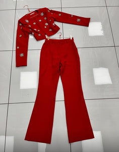 R Embellishment crop jacket /pants