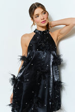Load image into Gallery viewer, I Feathers aplique black dress