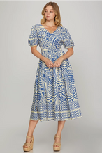 Load image into Gallery viewer, Ss short sleeve border printed woven midi dress