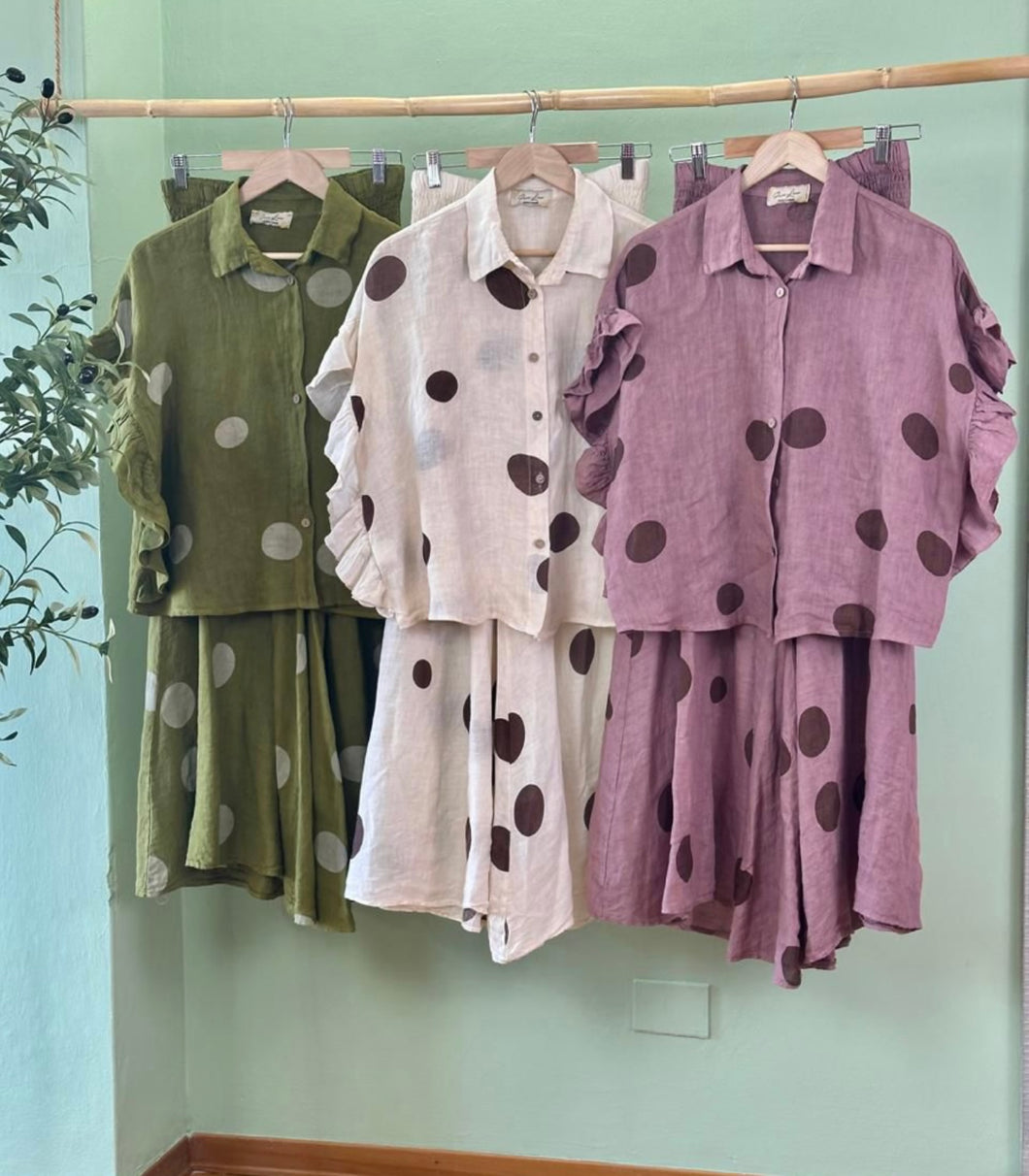 Lc linen polka dots set