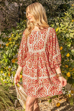 Load image into Gallery viewer, Ss 1/2 sleeve pattern print woven red dress /pockets