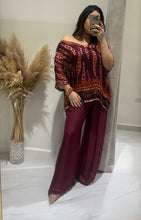 Load image into Gallery viewer, N print satin jacket with solid sateen palazzo