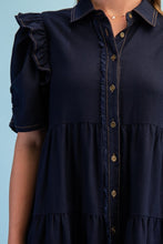 Load image into Gallery viewer, Gg Midi shirt dress Navy with hem details