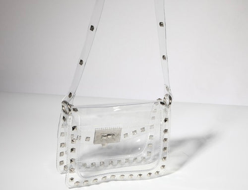 P studs clear crossbody bags