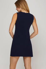 Load image into Gallery viewer, Ss sleeveless button mini dress navy