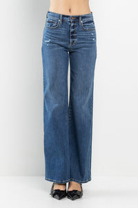 Sp high rise wide leg medium dark jeans 2479