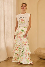 Load image into Gallery viewer, Sb floral maxi tiered skirt with satin floral strap cami
