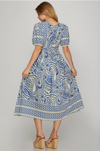 Load image into Gallery viewer, Ss short sleeve border printed woven midi dress
