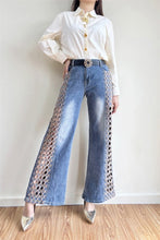 Load image into Gallery viewer, Lr Button Down shirt / lattice rhinstone jeans