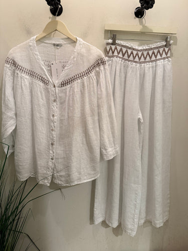 Ks white embroidery 2pcs pant set