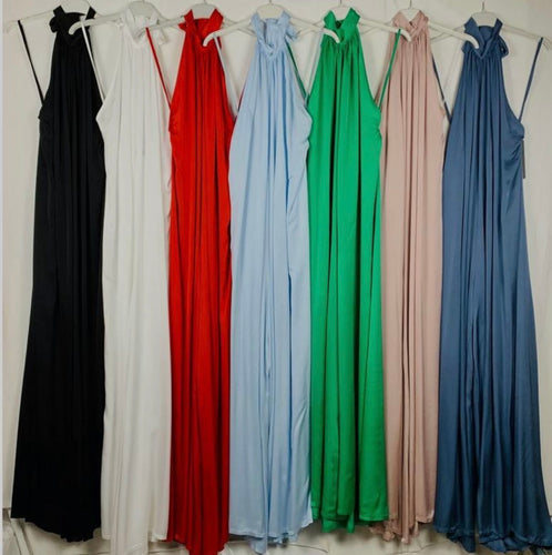 N satin halter jumpsuit