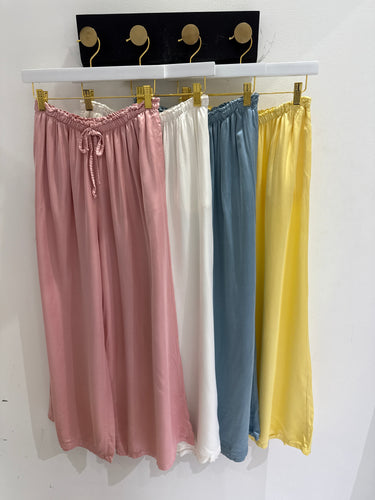 C satin Drawstring palazzo pants
