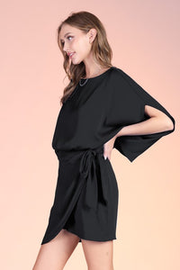 T wrap satin dress