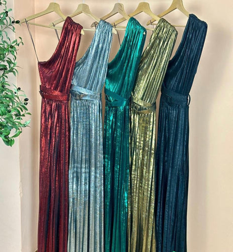 Lc metallic one shoulder maxi dress