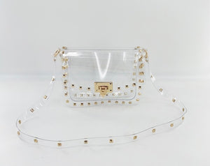 P studs clear crossbody bags