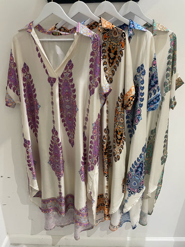 N Print silky viscose dress