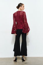 Load image into Gallery viewer, I cotton guipur burgundy  top