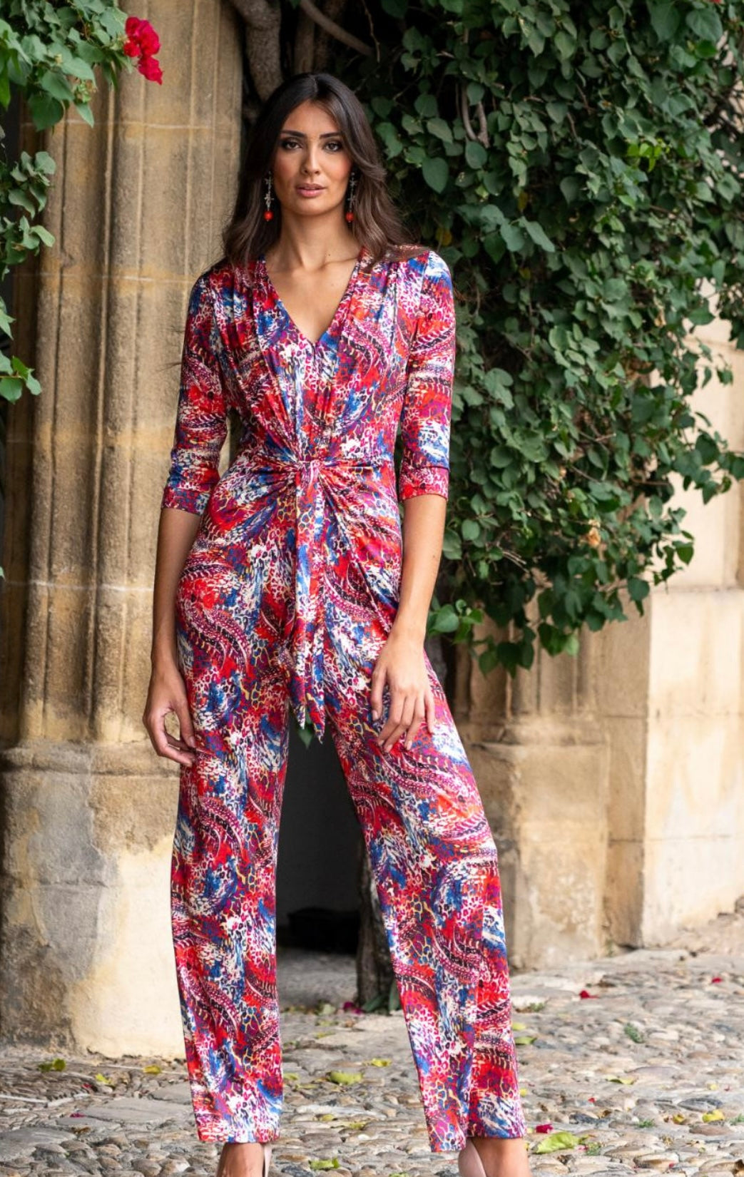 K print silky jumpsuit