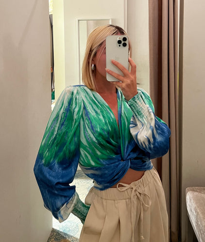 Q Tye dye long sleeve crop top