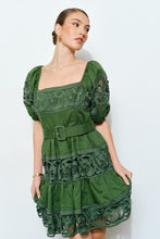 Load image into Gallery viewer, I lace guipur forest green dress