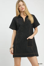 Load image into Gallery viewer, U Eyelet mini dress with patch pockets