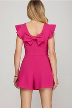 Load image into Gallery viewer, Ss Ruffled sleeve knit romper/back bow