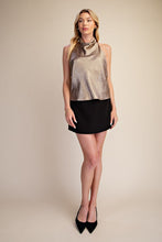 Load image into Gallery viewer, G halter cowl neck open back satin metalic top