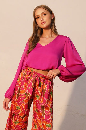 T silk long sleeve crop top