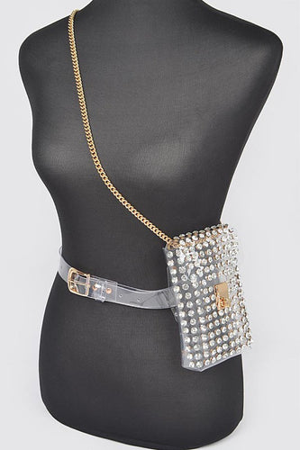 Hd rhinestone clear belt bag