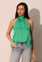 Load image into Gallery viewer, T Hammered satin halter bubble bubble top