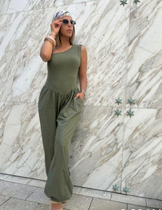 Lc cotton jumpsuit one shoulder